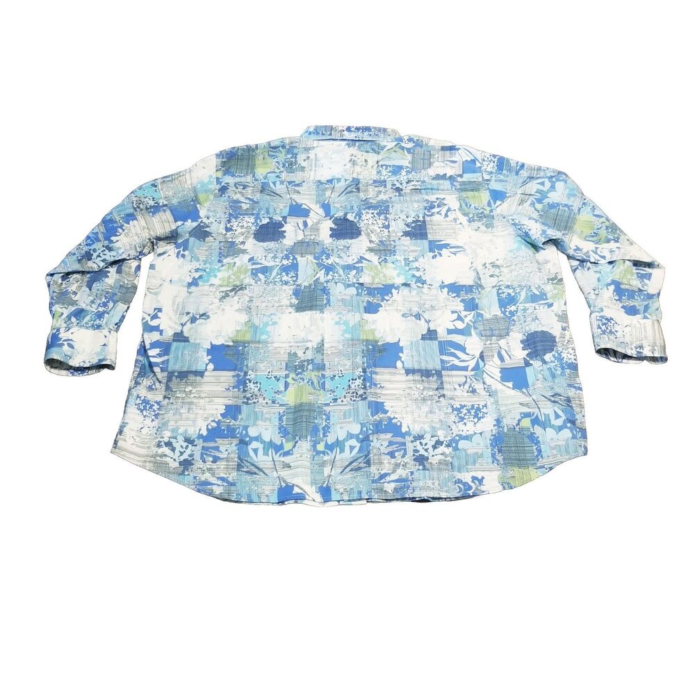 Robert Graham Shirt Men Size 3XL Blue White Green Floral Plaid Hawaiian Vacation - Picture 3 of 5